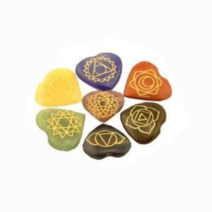 SET 7 chakra symbolen hartvormige halfedelstenen